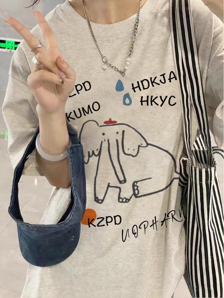 Women's 2025 Cartoon Print Heavyweight Short Sleeve T-Shirt