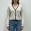 Womens Color Dotted Knit Cardigan Long Sleeve Round Neck Gold Buttons Casual Street Style