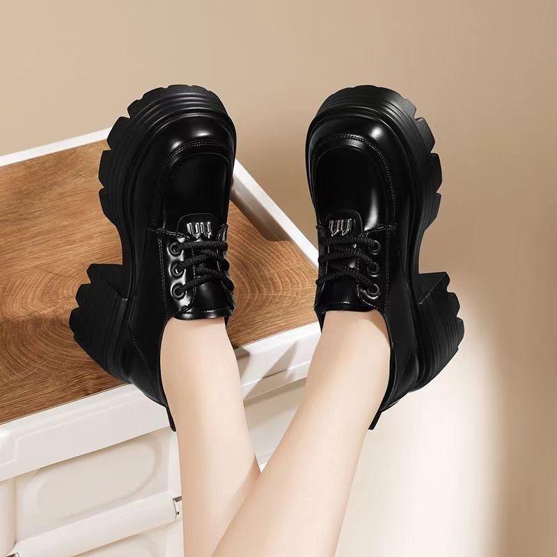 

Height-Boosting Lightweight Fleece-Lined Leather Platform Loafers 35