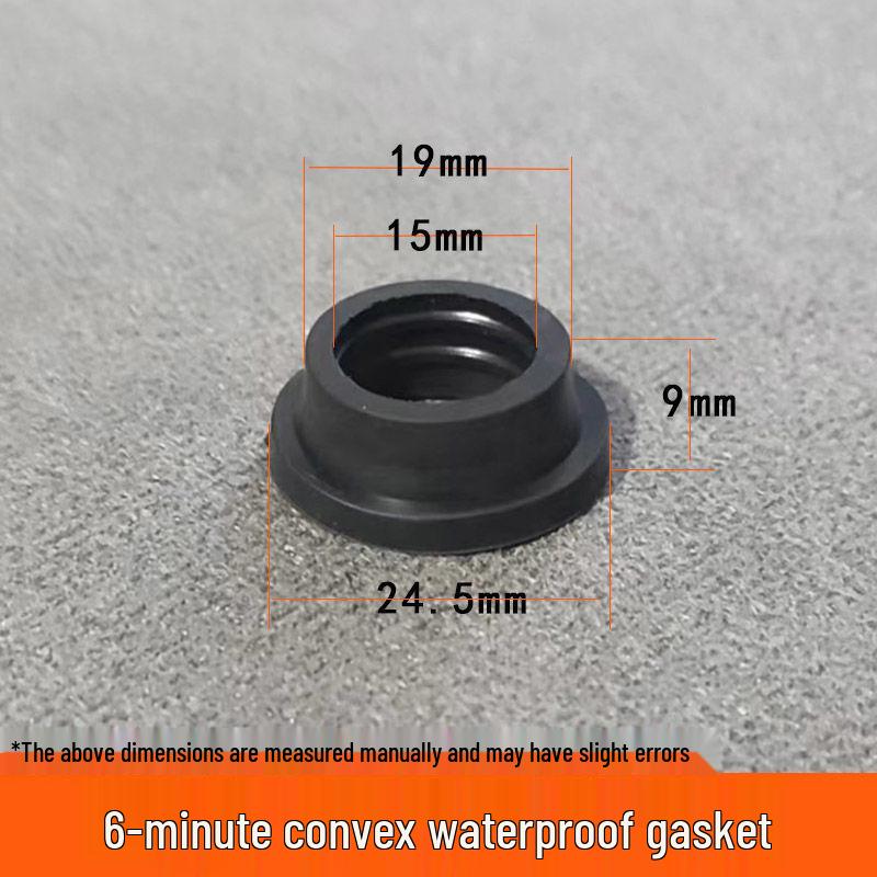 6-Point Round Shower Hose Elbow Gasket with Rubber Washer 2 pieces - Protruding 6-point black rubber gasket