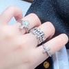 Vintage Punk Cross Butterfly Tail Flower Enamel Iris Flower Opening Ring Personality Dark Zircon Niche Ring Woman