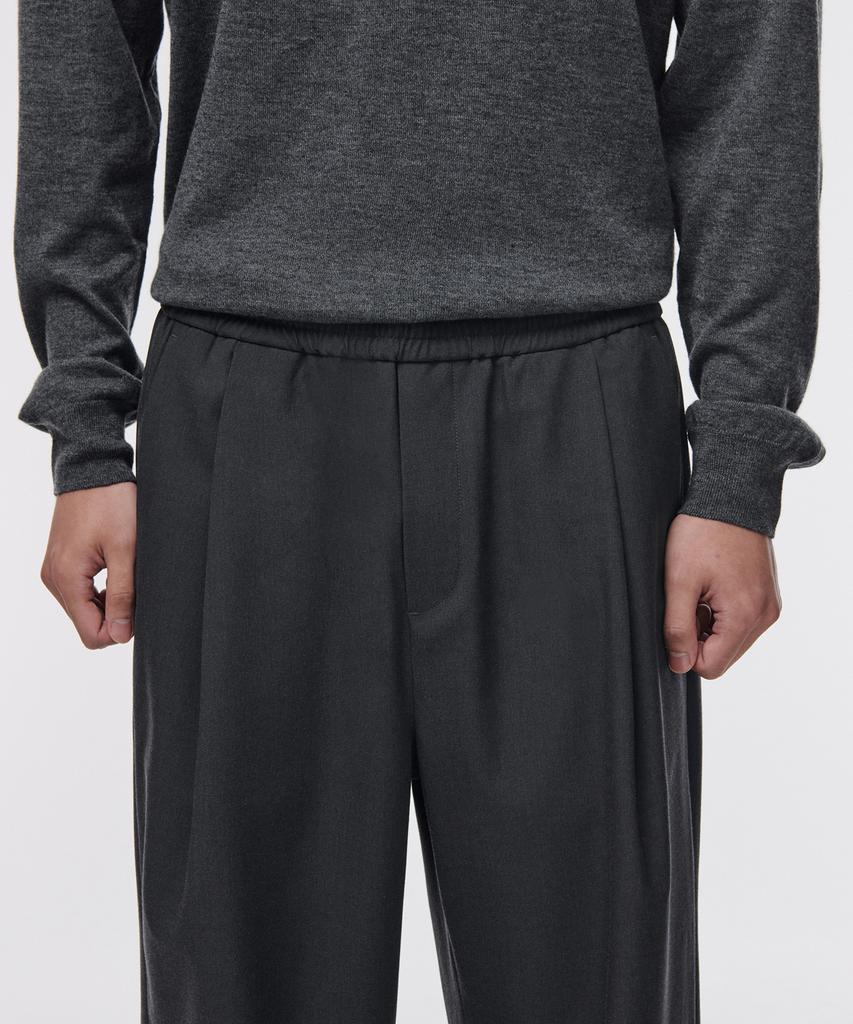 Musinsa Standard One-Pleat Wide Elastic Waist Slacks [Gray]