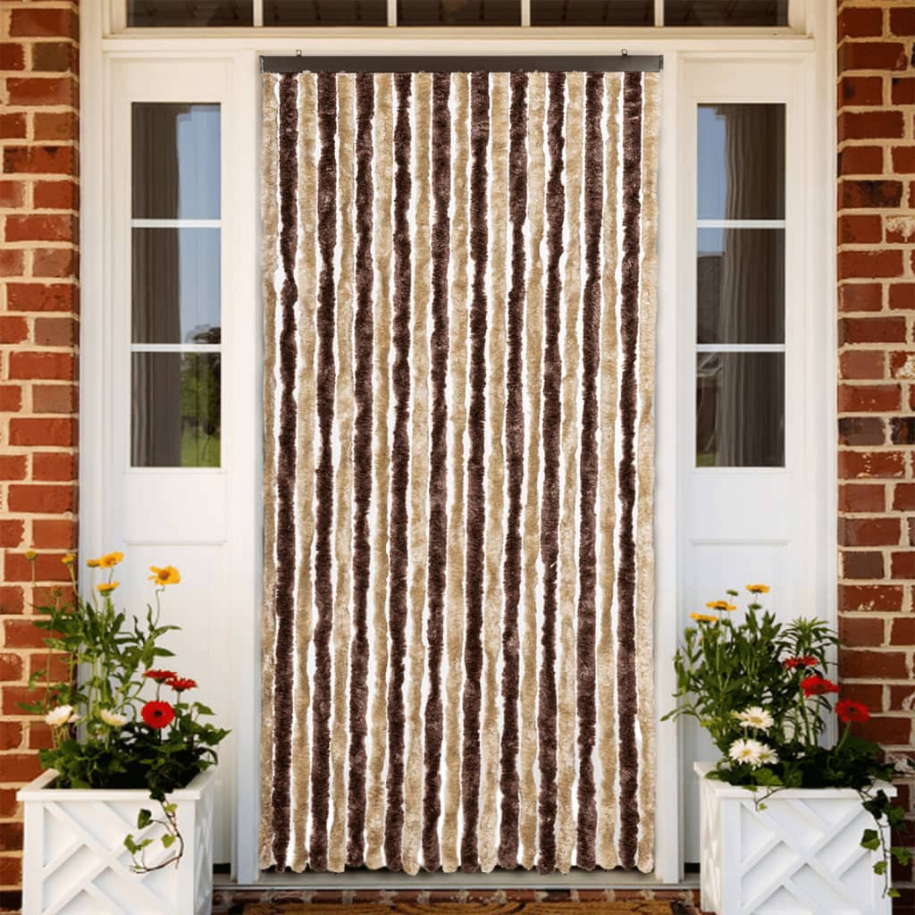VidaXL Insektenschutz-Vorhang Beige und Hellbraun 90x200 cm Chenille