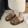 Thick bottom fluffy slippers women wear 2025 autumn and winter new high-end fashion belt buckle Internet celebrity non-slip cotton mop