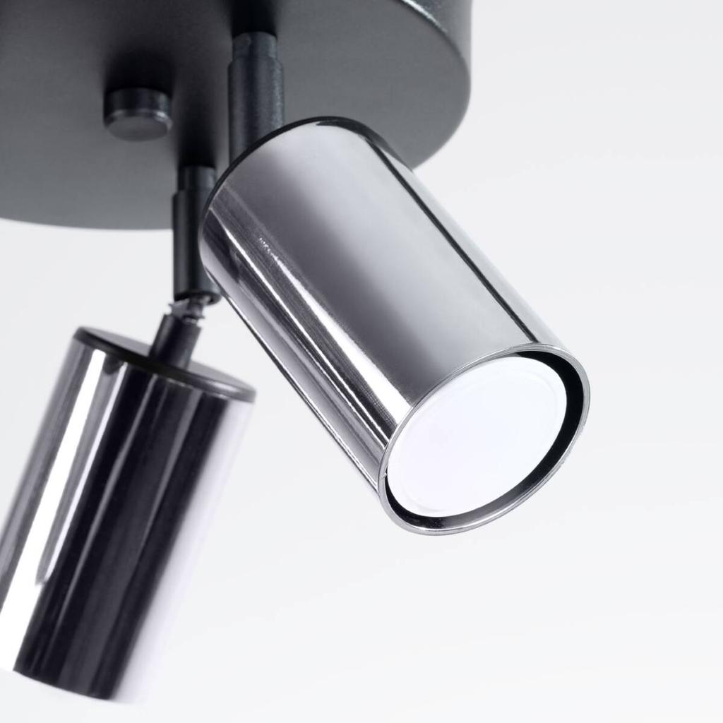 Spot Sufitowy Czarny Okrągły Potrójny Chromowane Klosze 3Xgu10 10W Winx Sl.1369 Sollux Lighting