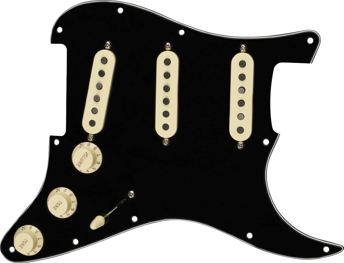 Fender Guitar Parts Strat Black 11 Hole PG Pre-Wired Pickguard, Tex-Mex SSS, чёрный