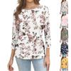 T-shirt da donna stampata allentata con maniche a 3/4, girocollo, moda casual, alla moda
