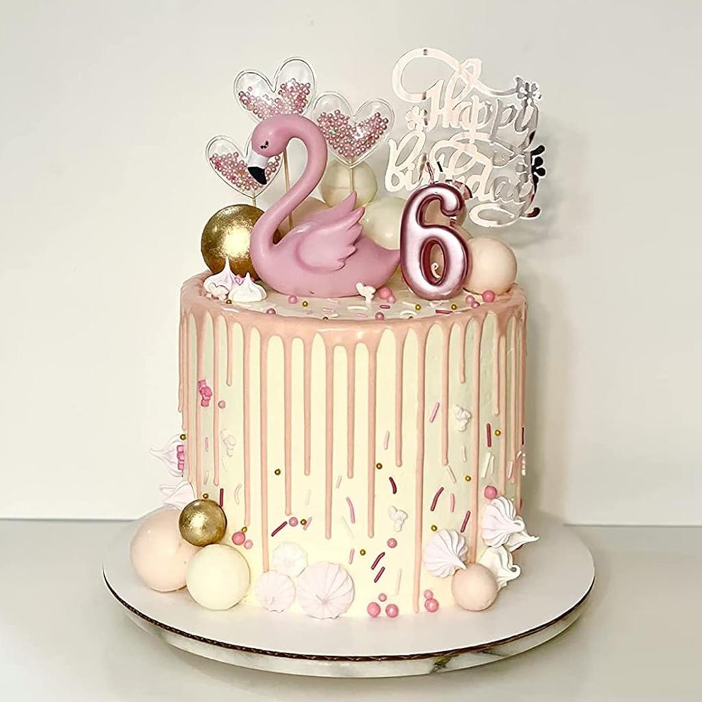 Restards Roségold Happy Birthday Cake Topper Herz Rosa Perlen Cupcake Topper für Mädchen Prinzessinnenparty Dekorationen Zubehör