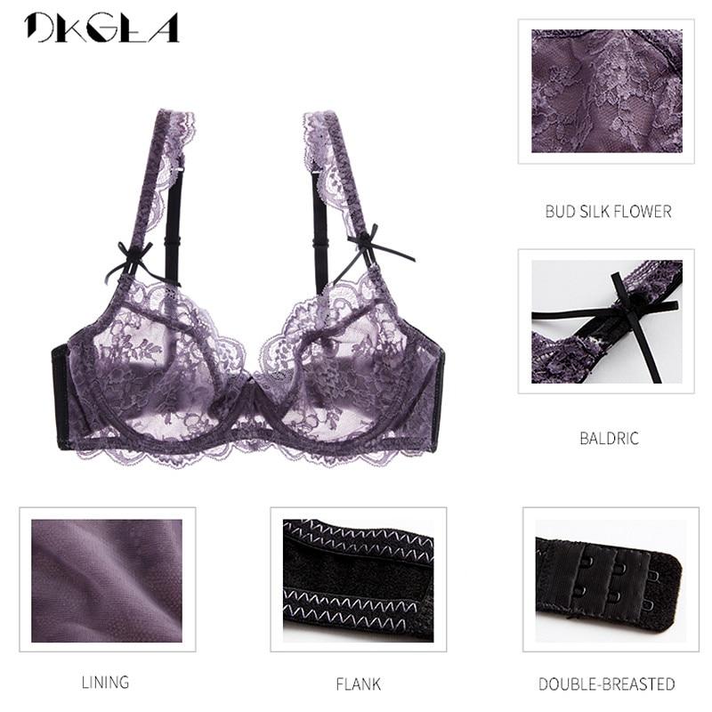 DKGEA Sexy Bra Set Plus Size Lace Underwear Transparent
