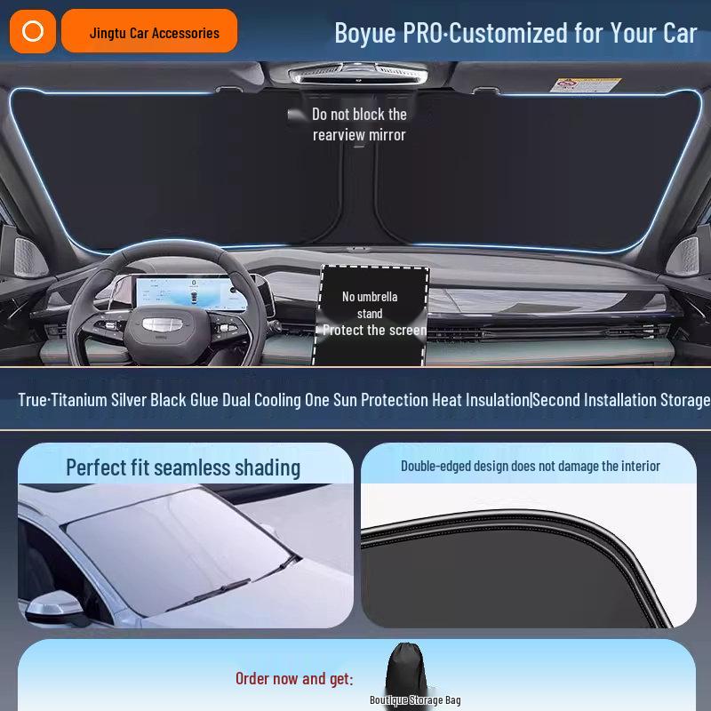 Geely Car Sunshade: Heat-Insulation Windshield Curtain for 25 Models, including Xingyue L, Xingyuan, Xingrui, Emgrand, Boyue L, and Panda MINI.