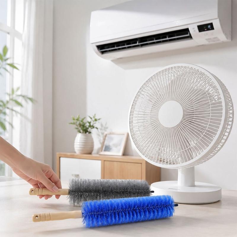 Long Handle Dust Brush 2Pcs for Fan Cover Dust Removal, Plastic Hold Cleaning Brush for Air Outlet Covers and Gaps