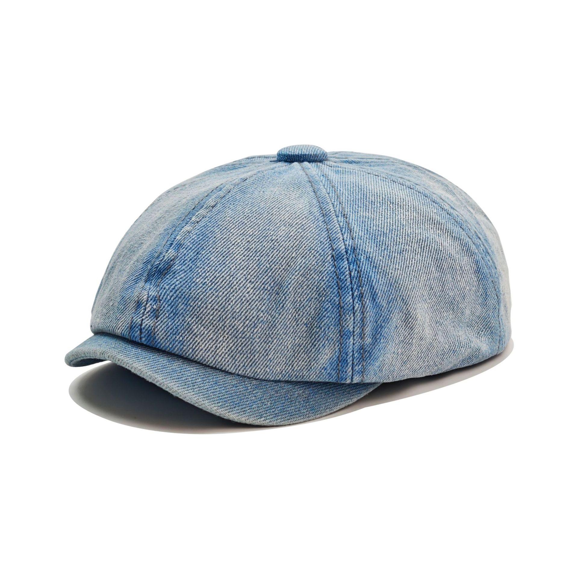 JYL TS DIY Джинсовая кепка-газетчик Уличная повседневная шляпа Хлопок lightblue жёлто-зелёный