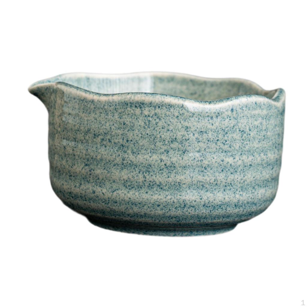 Ceramic Matcha Bowl with Spout for Mixing Decoration Traditional Tea Making Porcelain