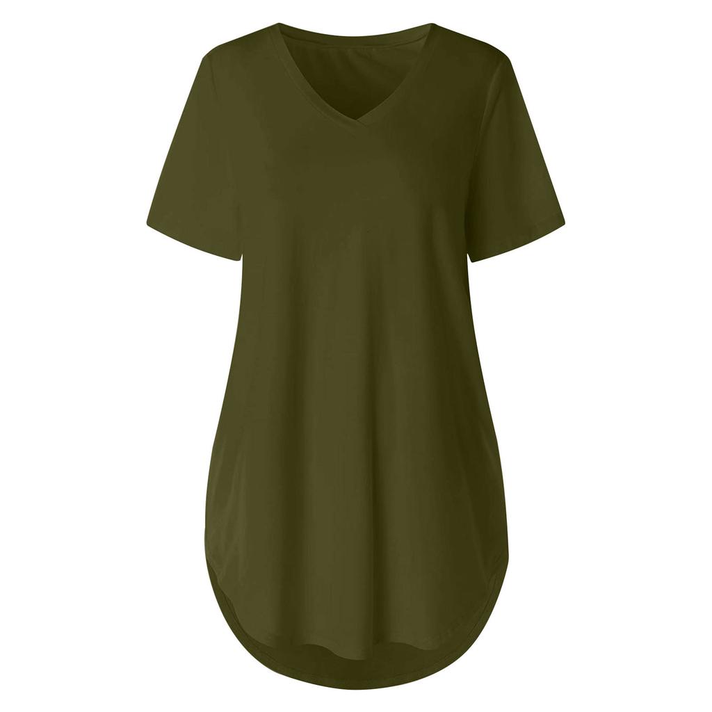 Women's Fashion Casual Blouse Plus Size T-Shirt V-Neck Short Sleeve Top