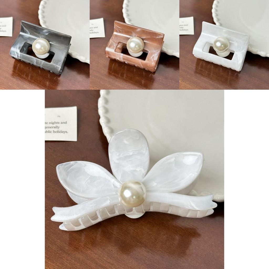 Style Timeless Retro Flower Hair Claw Clips Crafted With Premium Finish Pearl