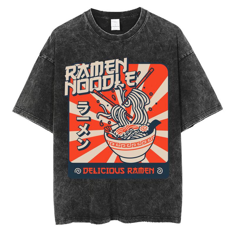 Japanese Tokyo Tokyo Culture Print Washed T Shirt Funny Fashion Vintage Men Women Tshirts Cotton Casual Loose Tees Streetwear