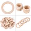 50PCS Wood Handmade DIY Wood Wooden Rings Round Unfinished Surface Unfinished Wood Rings 50MM Wooden Circles Craft Connectors