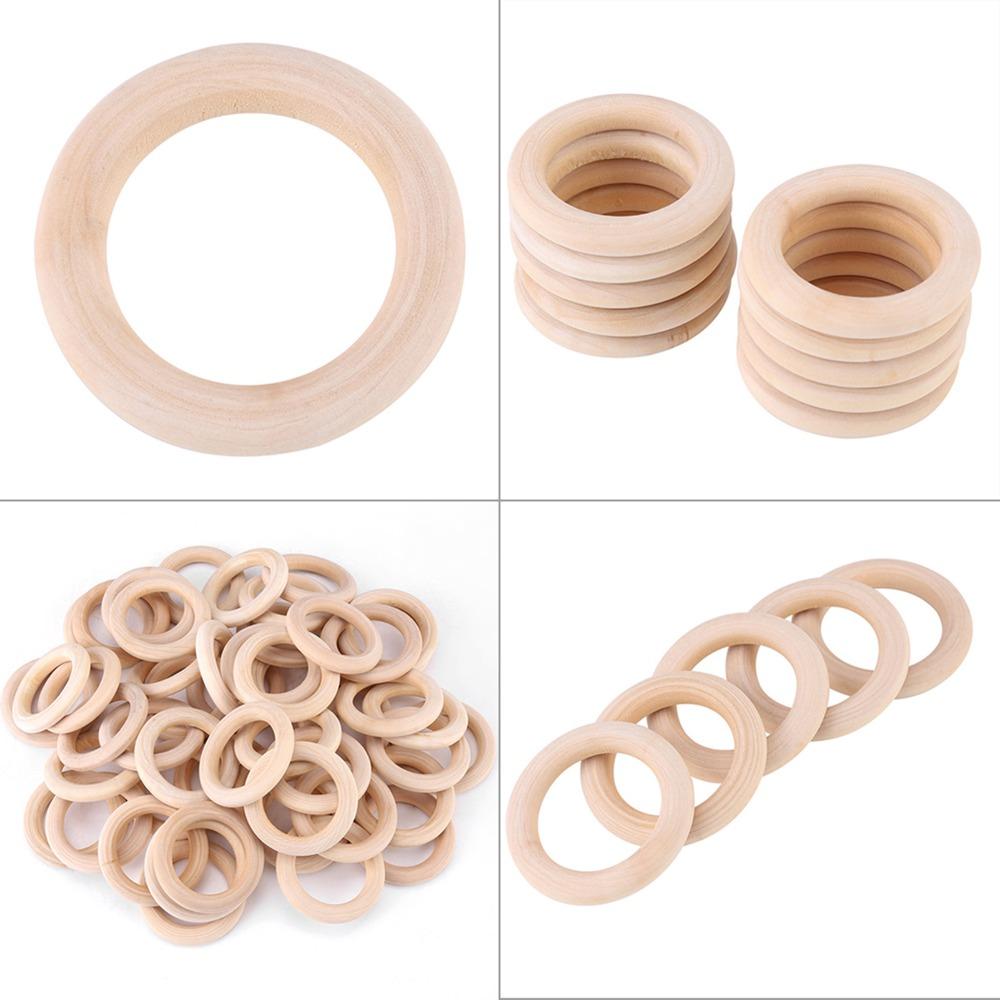 50PCS Wood Handmade DIY Wood Wooden Rings Round Unfinished Surface Unfinished Wood Rings 50MM Wooden Circles Craft Connectors