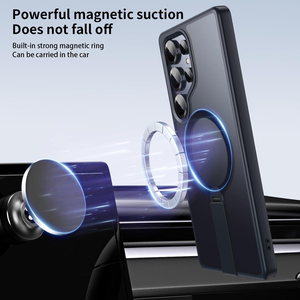 For Samsung Galaxy S25 Ultra Case Compatible with MagSafe Rotating Straight Kickstand TPU+PC Matte Phone Cover