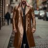 Men's Plus Size Double-Breasted Leather Trench Coat - German Military Style for Autumn/Winter