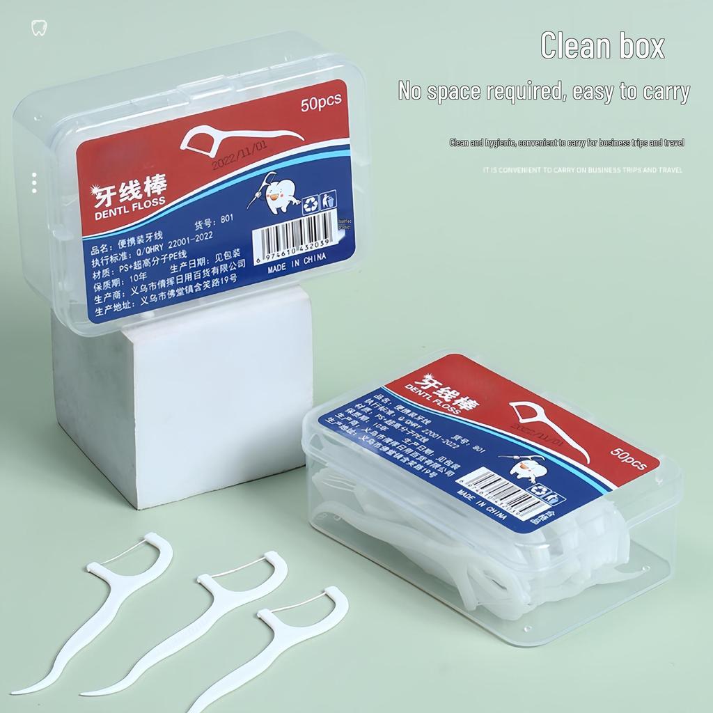 Ultra-Fine Disposable Dental Floss Sticks - Portable Toothpick Floss for Family, Cleans Interdental Spaces