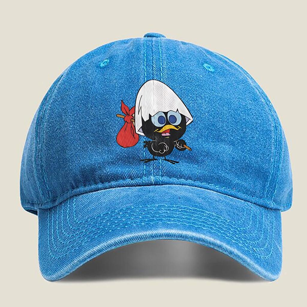 Cartoon Bird with Rice Hat Fashion Washed Baseball Cap Hat Outdoor Activities