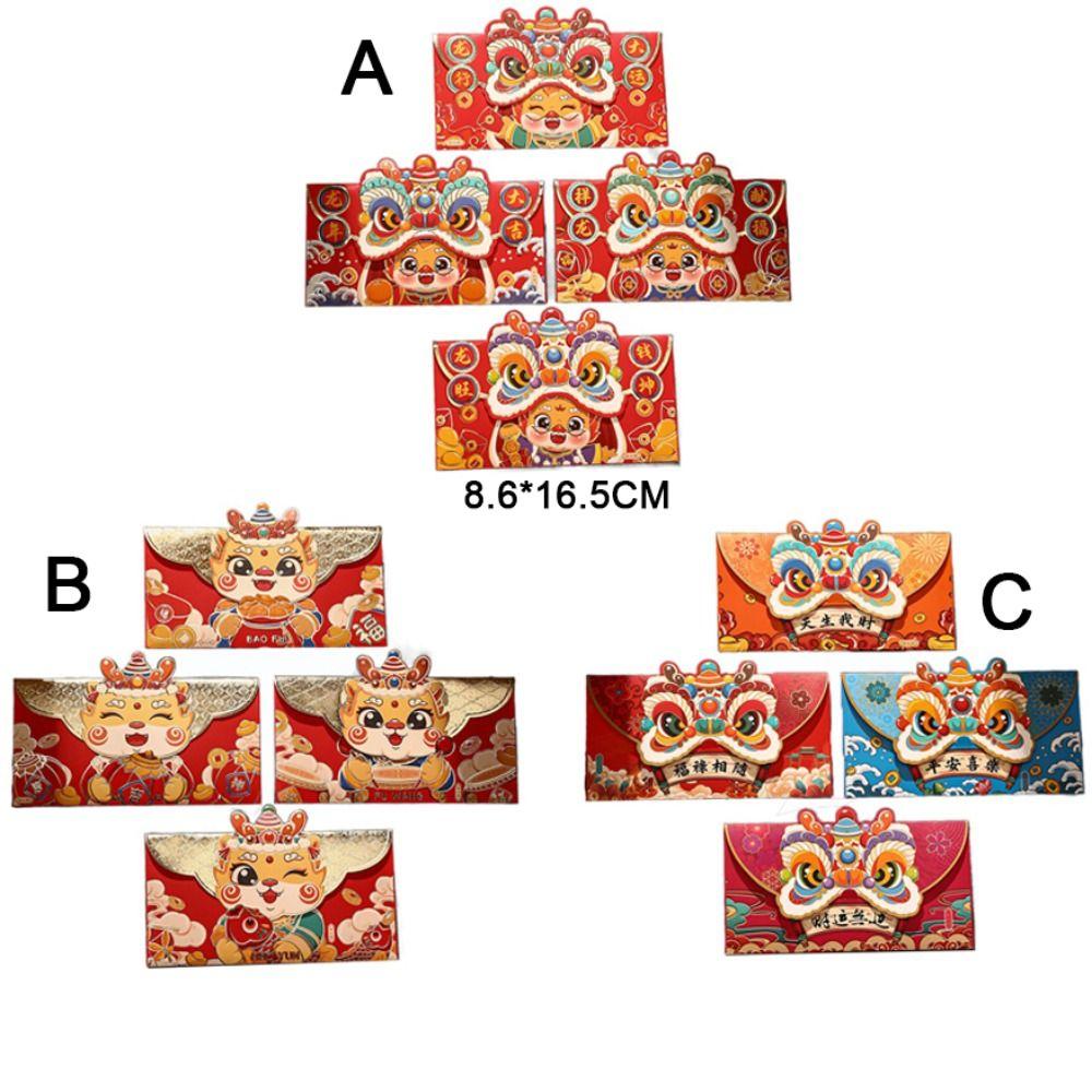 4pcs Red Dragon Year Red Envelope Chinese Style Lucky Money Pocket  Chinese New Year