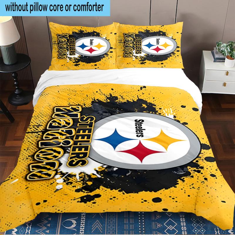 Pittsburgh Steelers Logo Art 3PCS Bedding Set 2D Printing (Includes 1 Duvet Cover + 2 Pillowcases Coreless), Bedroom decor,Fan Gift