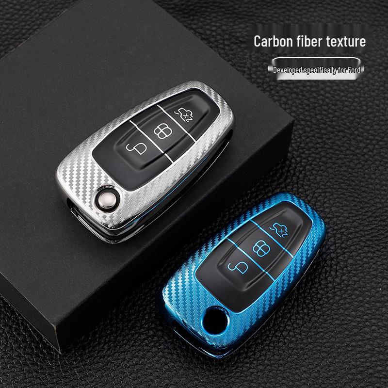 Carbon Fiber Key Case Cover for Ford Kuga 12-17, New Focus, Yibo, Fiesta, Mondeo