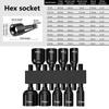 9Pcs Metric Hex Socket Drill Bits Chuck Adapter Power Nut Driver Set Electronic Hex Key Socket Kit With 1/4 Inch Hex Shank