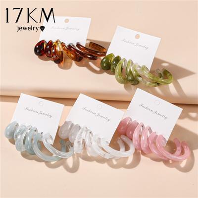 Trendy Harz Acryl Creolen Set für Frauen Vintage Geometirc Runde Kreis Creolen