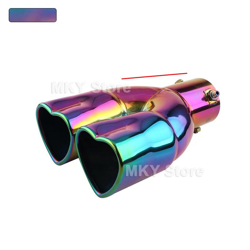 Universal Heart Shaped Car Exhaust Tail Pipe Muffler 2.5 Inch Heart Edge Car Stainless Steel Outlet Muffler Tip Pipe