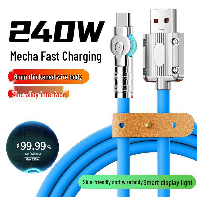 240W Rotatable Elbow Data Cable, Type-C for Fast Charging Huawei, Apple & Android Devices