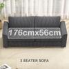 3-Seater Sofa with Decorative Cushions, Corduroy Sofa for Living Room, Bedroom, 212 Cm Wide, Dark Gray