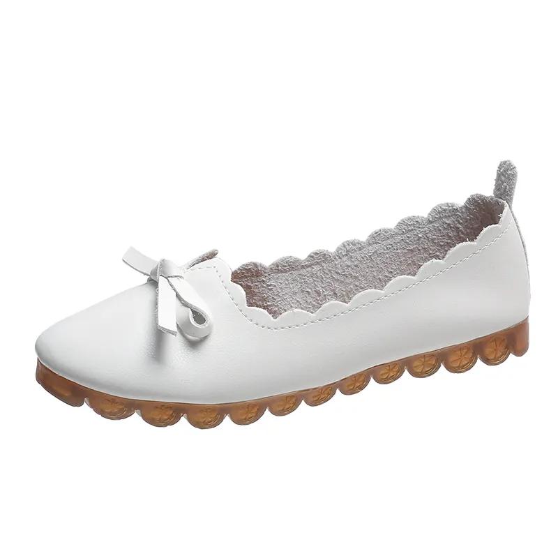 sapatos femininas women cute sweet light weight brown soft pu leather slip on flat shoes lady casual loafers ab480