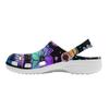 White EVA Clogs with Rainbow Skull Print, Lightweight Slip On Garden Shoes, Breathable Beach Sandals, Indoor Outdoor Slippers for Men Women