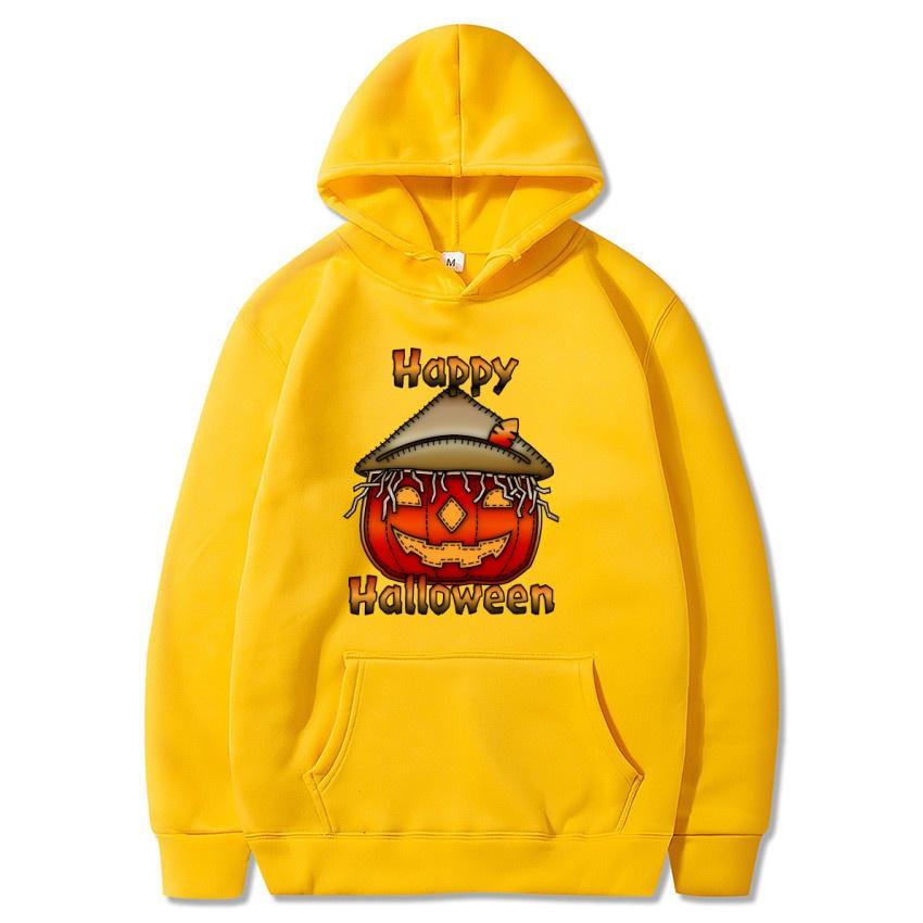 Halloween Autumn Winter Happy Halloween Printed Hoodie Men's Fashion Warm Sweatshirt Casual Street Wear Warm Hoodie