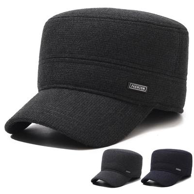 Men's Winter Middle-Aged and Elderly Woolen Flat Cap Outdoor Coldproof Thick Ear Protection Warm Cap