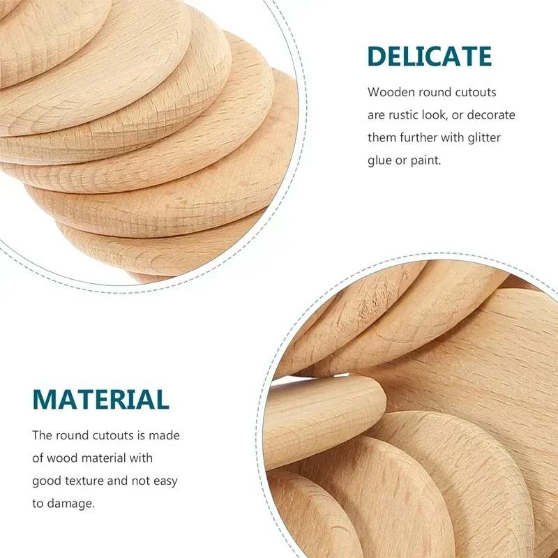 25-70mm Natural Beech Wood Round Coins, Blank Wooden Discs for DIY Craft, Art, Painting, and Staining Projects