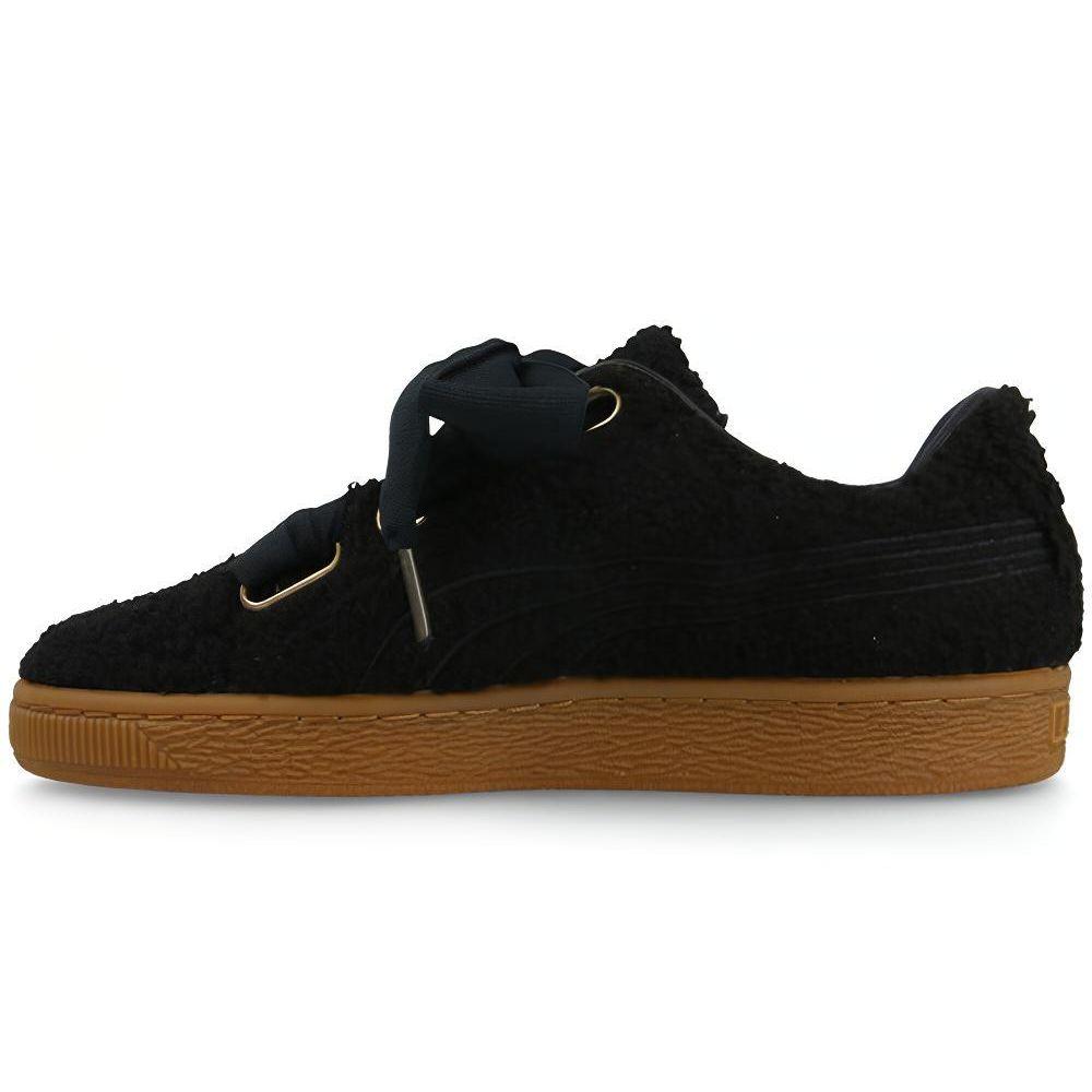 Puma Basket Heart Teddy Bow Comfortable Sneakers Women Sneakers Black 367030-02