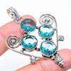 Swiss Blue Topaz Gemstone 925 Sterling Silver Jewelry Pendant 2.56" Y325