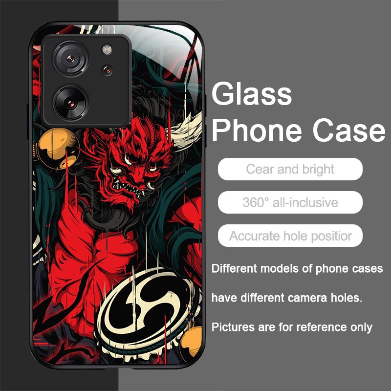 Tempered Glass Phone Case for Motorola Moto G85 G84 G75 G55 Edge 50 Fusion 40 Neo 30 Pro Cover Japan Ghost Face Samurai Pattern