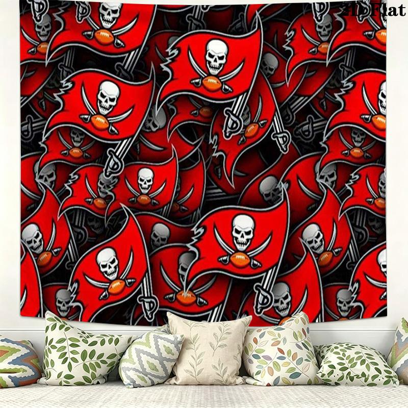 Tampa Bay Buccaneers Logo Wall Tapestry Aesthetic Wall Hanging Printed Fabric Blanket Decorative Tapestries for Bedroom Living Room Home Decor