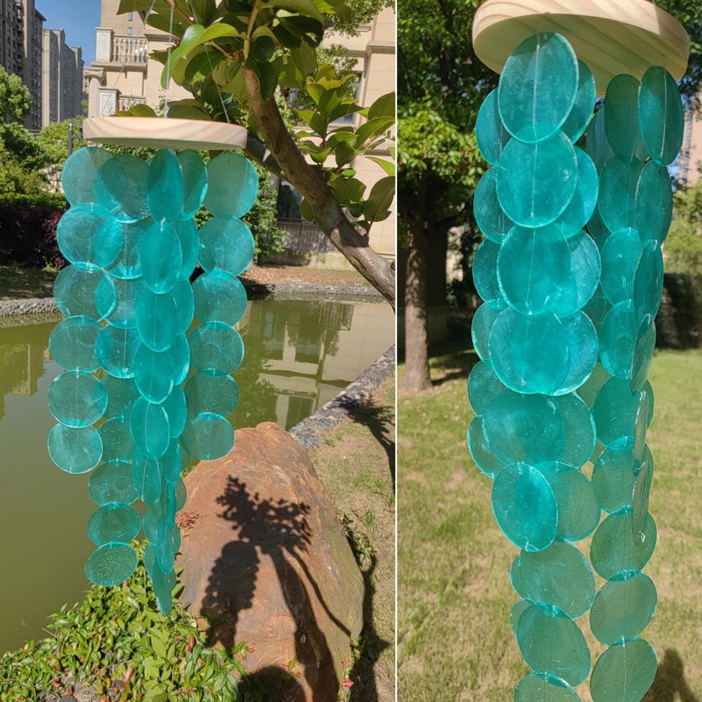 Elegant Colored Capiz Shells Wind Chimes Hanging Pendant for Patio or Garden Decoration Adds Serenity to Any Space