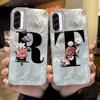 Black A-Z Letter Flower Laser Gradient For Samsung Galaxy A16 A36 A56 Phone Cases Cover Silicone Clear Soft Protect Back Bumper Hard PC Back Cover