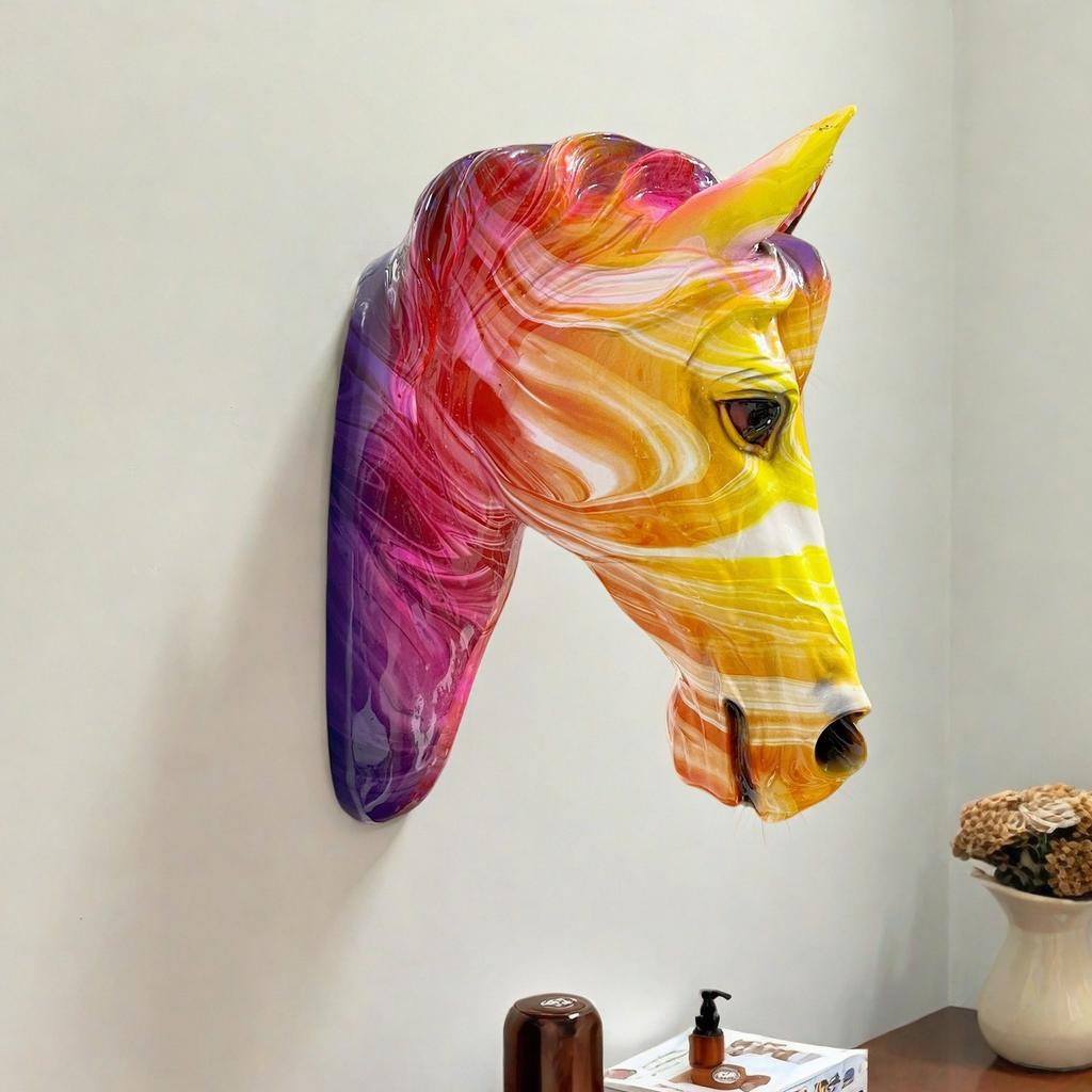American Simulated Three-dimensional Horse Head Ornament Wall Hanging Decoration Living Room Entrance TV Background Wall Animal Crafts