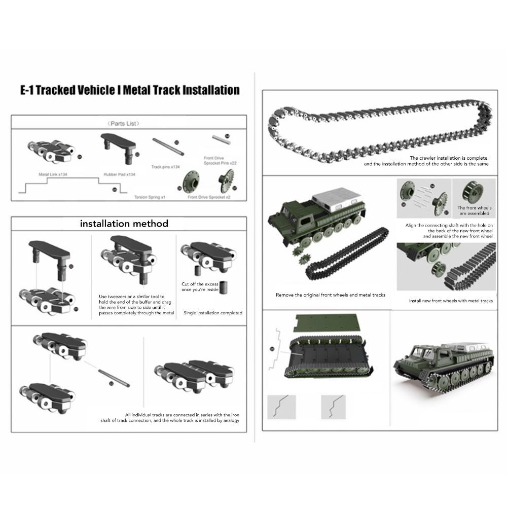 Silver Model Tank Track Parts Plastic RC Track Parts for WPL E-1/GAZ-71 Crawler Track Replacement