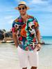 Nuova Camicia Casual a Maniche Corte da Uomo Teschio di Zucchero Coppia Fiori Intrecciati con Vestiti Colorati Stile Giorno dei Morti Festa Festiva Pendolarismo