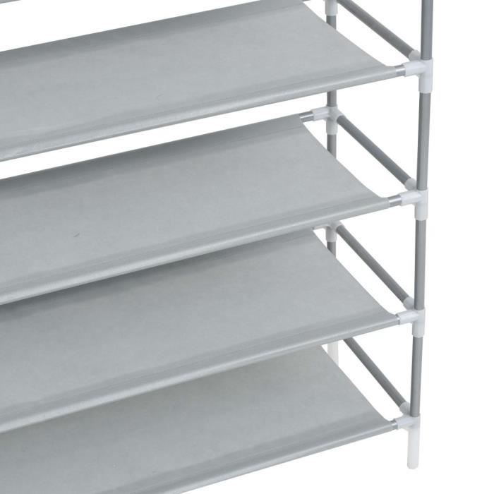 VidaXL Range-chaussures 10 étagères Métal et Tissu non tissé Argenté