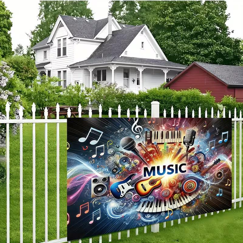 Vibrant Music Notes Backdrop Musical Instruments Rock Party Background for Photoshoot